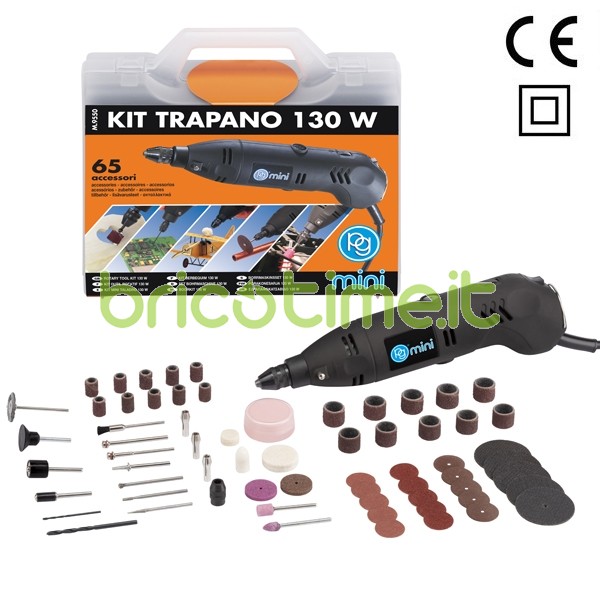 Trapano 130 W - kit 65 accessori